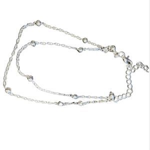 Double stranded beaded anklet silver tone, fits most with it's 1" extender